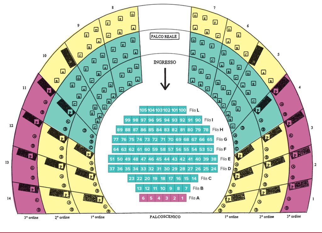 Pianta dei posti – Teatro Comunale Franco Tagliavini – Novellara